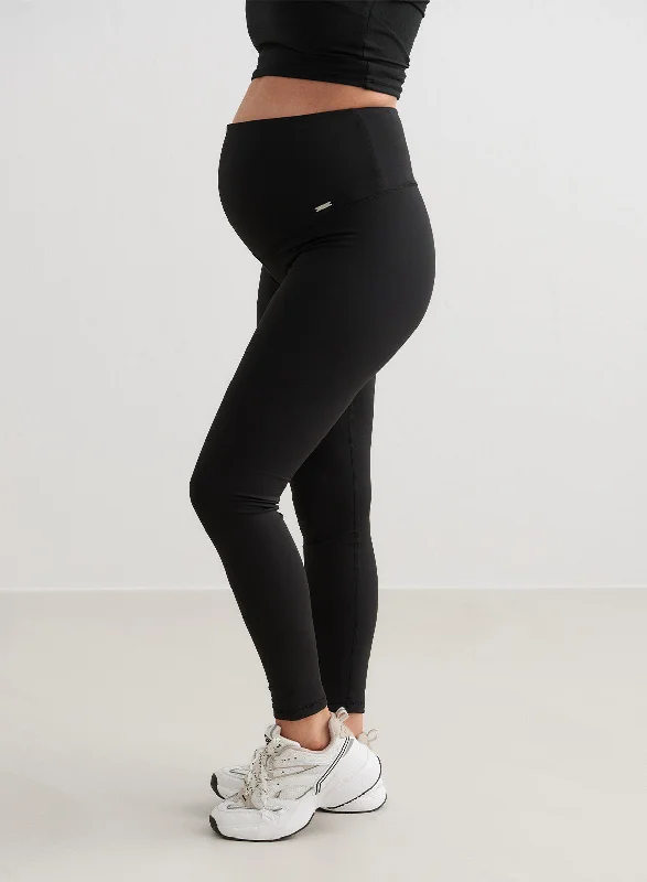 Seamless Yoga Pants -Black Warming Maternity Tights