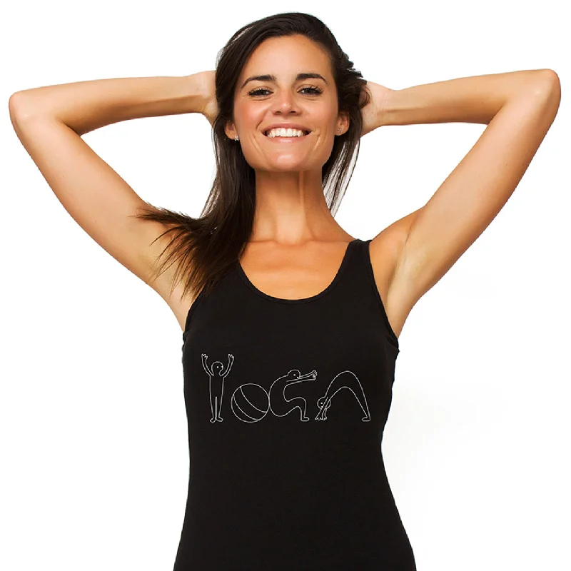 Yoga Tops for Stretching and Flexing -Yoga Figurines Black Tank Top