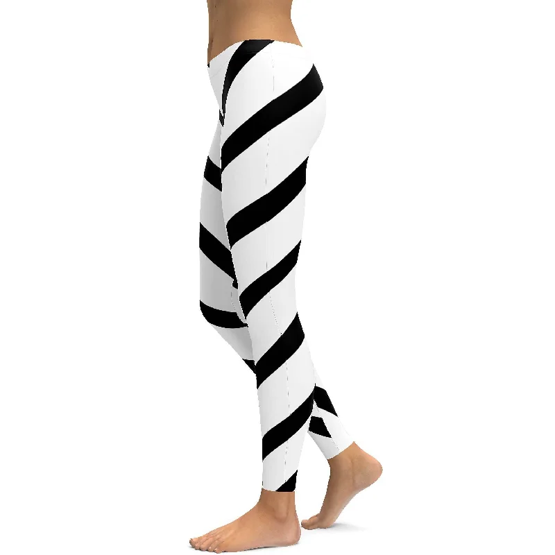 Sports Yoga Pants for Women -Black & White Striped Leggings
