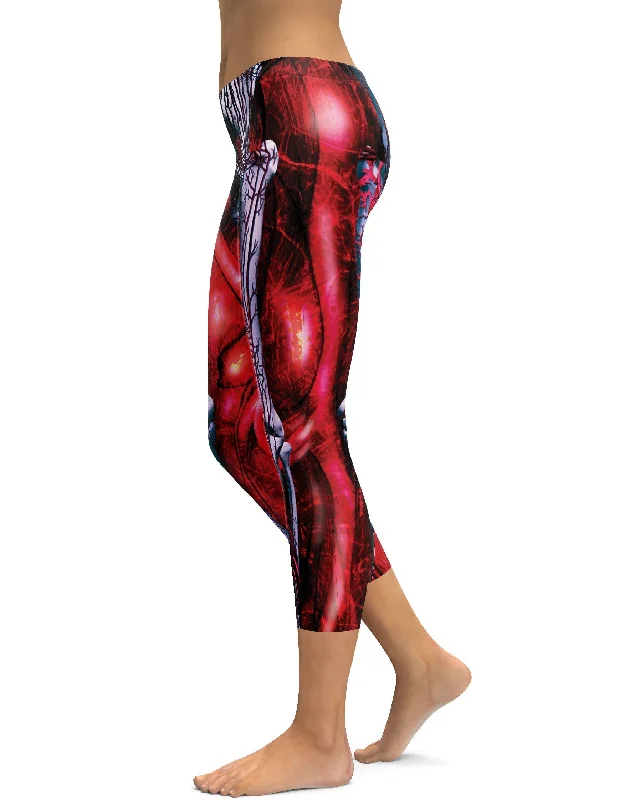 High-Waisted Yoga Pants for Comfort -Blooded Muscles Horror Capris