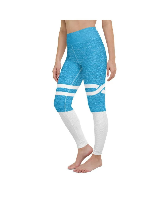 Yoga Pants with Quick-Dry Fabric -Blue and White Infinity Yoga Pants