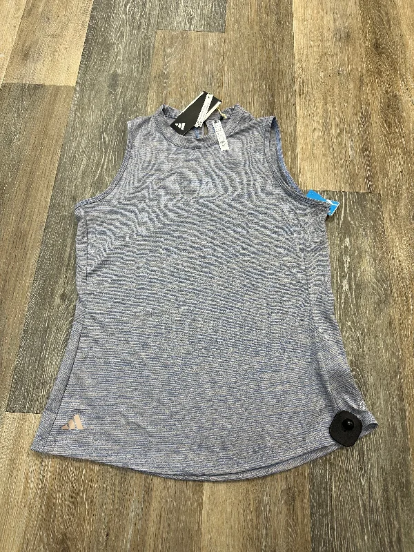Women's Yoga Tops with Athletic Style -Blue Athletic Tank Top Adidas, Size M