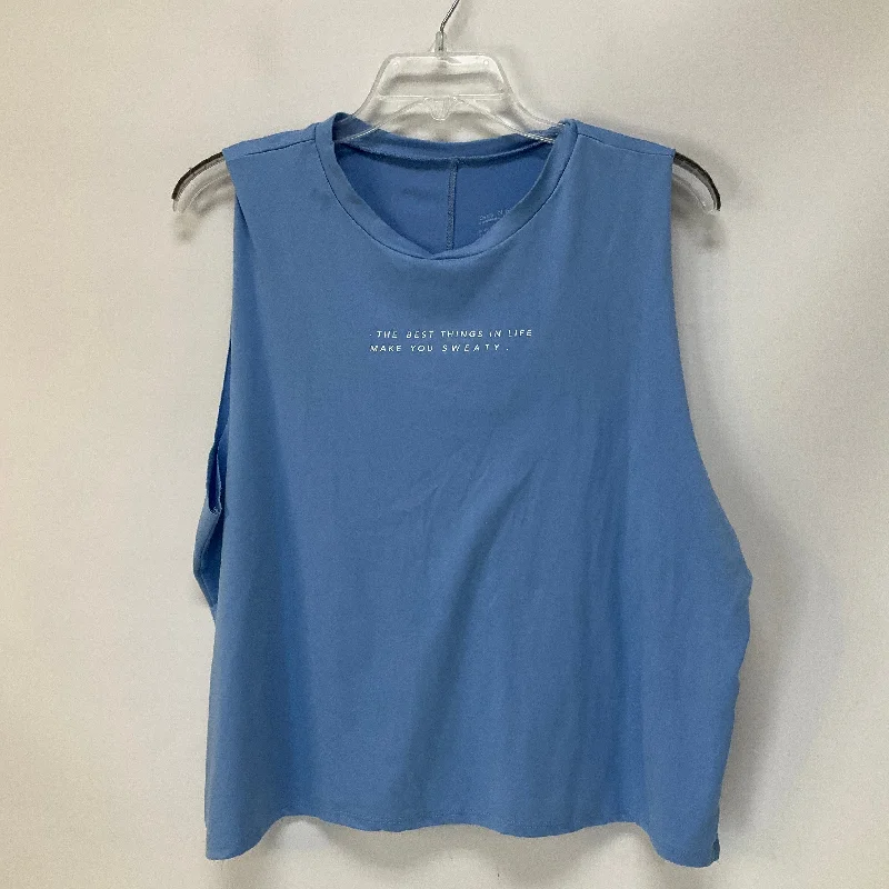 Women's Yoga Tops with Stretchy Fit -Blue Athletic Tank Top Cmc, Size L