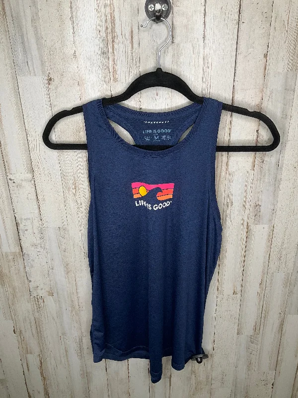 Women's Yoga Tops with Performance Features -Blue Athletic Tank Top Life Is Good, Size M