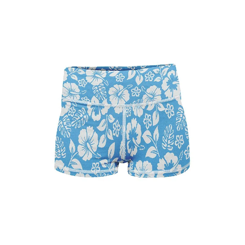 Quick Dry Yoga Shorts for Flexibility -Blue Bloom Yoga Shorts