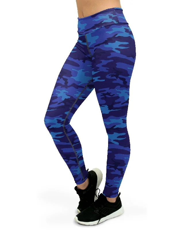 Women's Yoga Pants for Flexibility -Blue Camo Yoga Pants