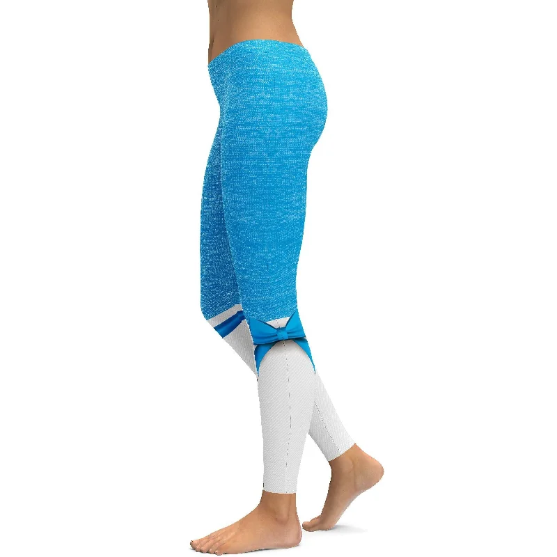 Yoga Pants for All Types of Yoga -Blue Faux Heathered Bow Leggings