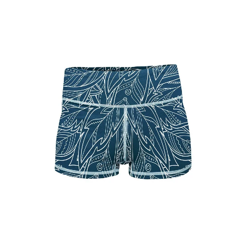 Compression Yoga Shorts for Flexibility -Blue Feather Yoga Shorts