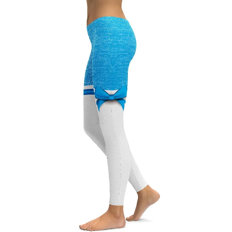 Soft, Stretchable Yoga Pants for Better Poses -Blue Heathered Thigh High Bow Leggings Soft, Stretchable Yoga Pants for Better Poses -Blue Heathered Thigh High Bow Leggings