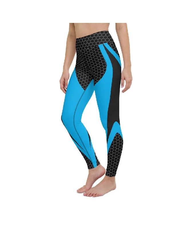 Yoga Pants for Active Lifestyles -Blue Honeycomb Carbon Yoga Pants