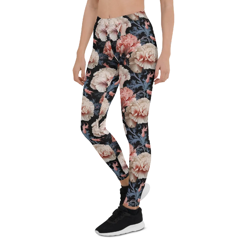 Stylish Compression Yoga Pants -Blue Leaf Carnation Leggings