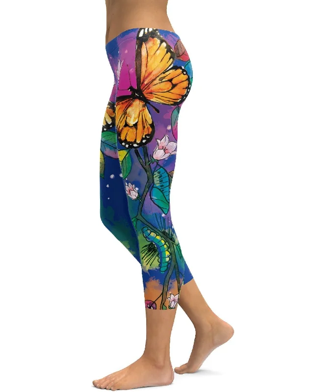 High-Waisted Yoga Pants for Comfort -Blue Metamorphosis Capris