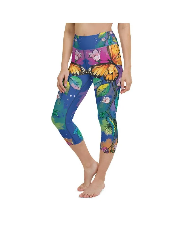 Full-Length Yoga Pants for Enhanced Movement -Blue Metamorphosis Yoga Capris