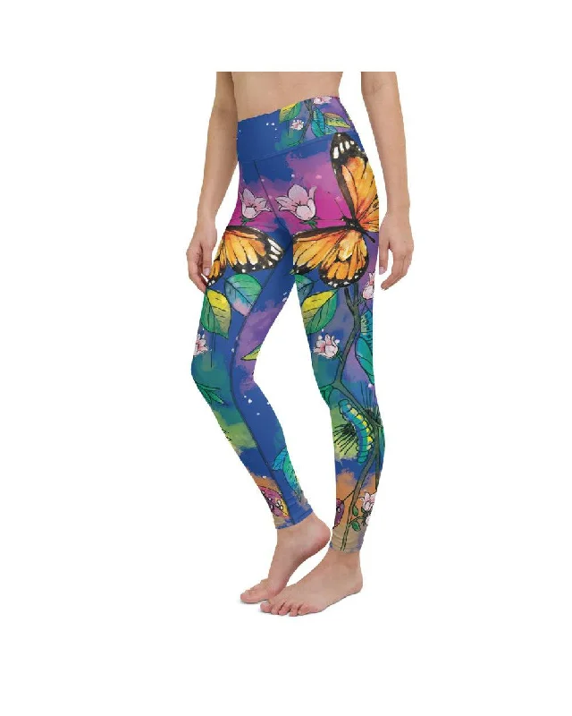 Stretchable Yoga Pants -Blue Metamorphosis Yoga Pants