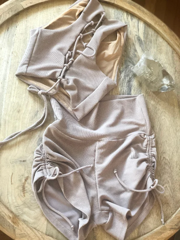 Yoga Shorts for Movement and Flexibility -Nude Rib High Waist Short