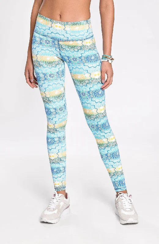Yoga Pants for Gym and Studio Use -Mandalas RioSoft™ Leggings Blue