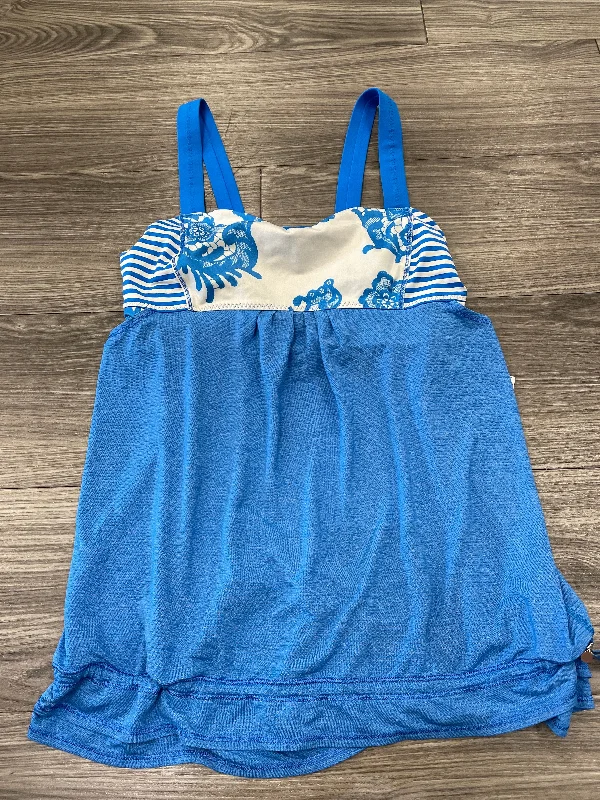 Yoga Tops with Mesh for Increased Comfort -Blue & White Athletic Tank Top Lululemon, Size 10