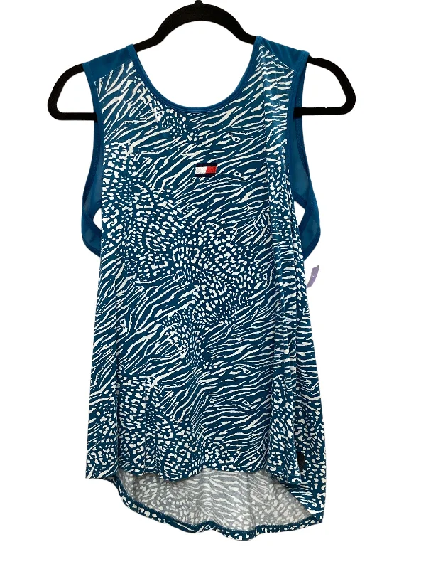 Yoga Tops with Breathable Mesh Details -Blue & White Athletic Tank Top Tommy Hilfiger, Size Xl