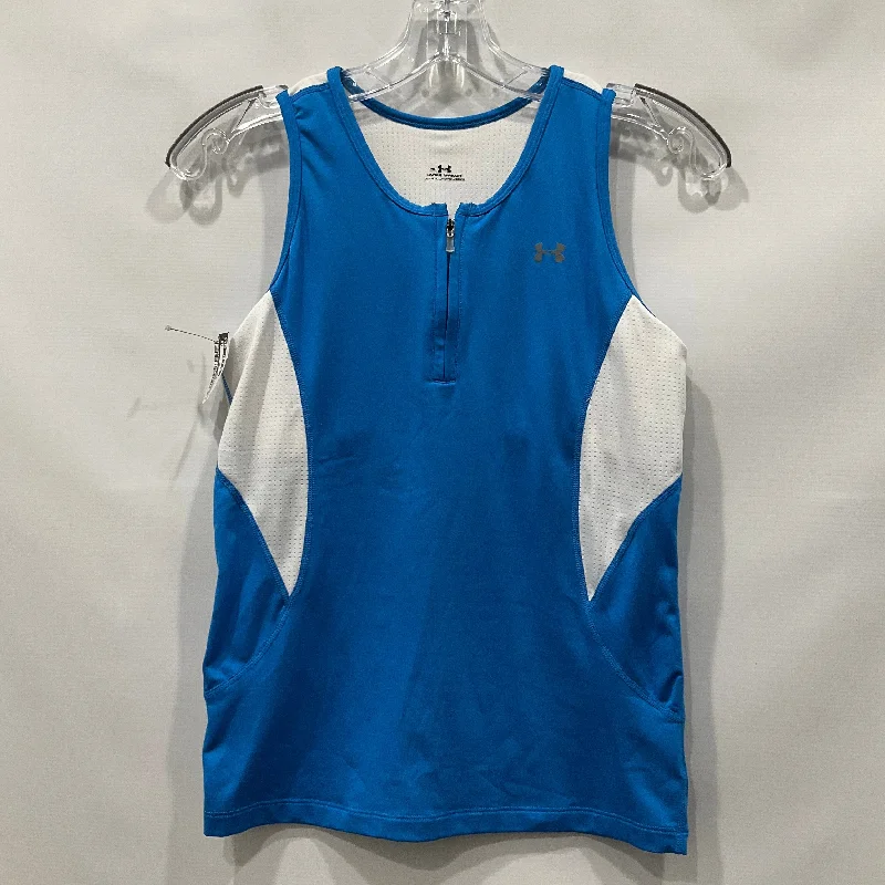 Women's Yoga Tops with Built-In Support -Blue & White Athletic Tank Top Under Armour, Size M