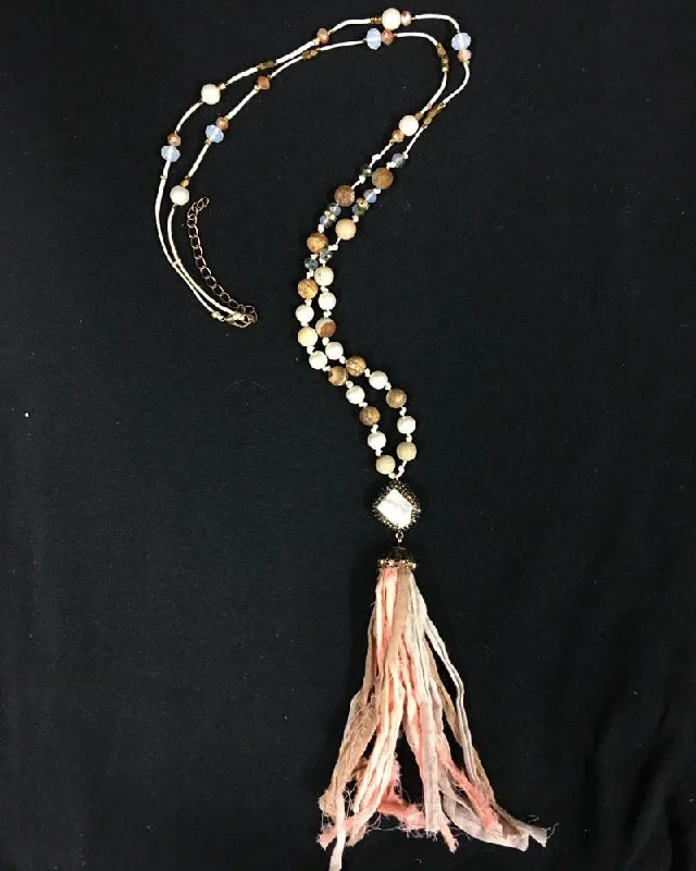 Yoga Shorts for Hot Yoga and Stretching -BoHo glam Silk Tassel Bohemian Necklace