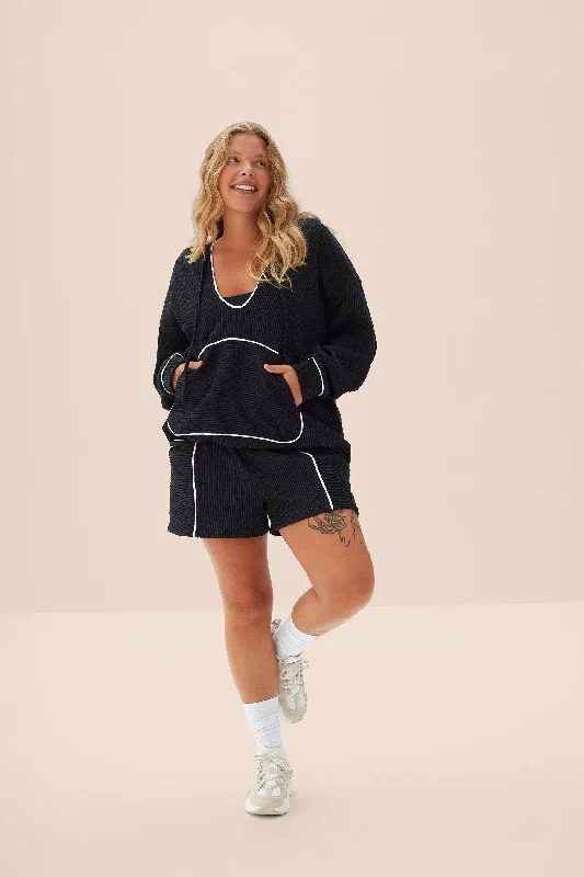 Yoga Tops for Better Mobility -Bold P&B Maxi Sweatshirt