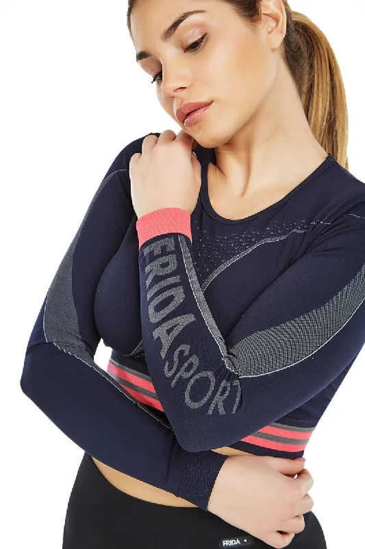 Seamless Yoga Tops for Active Sessions -Bolero Frida Sport Power Blu Notte