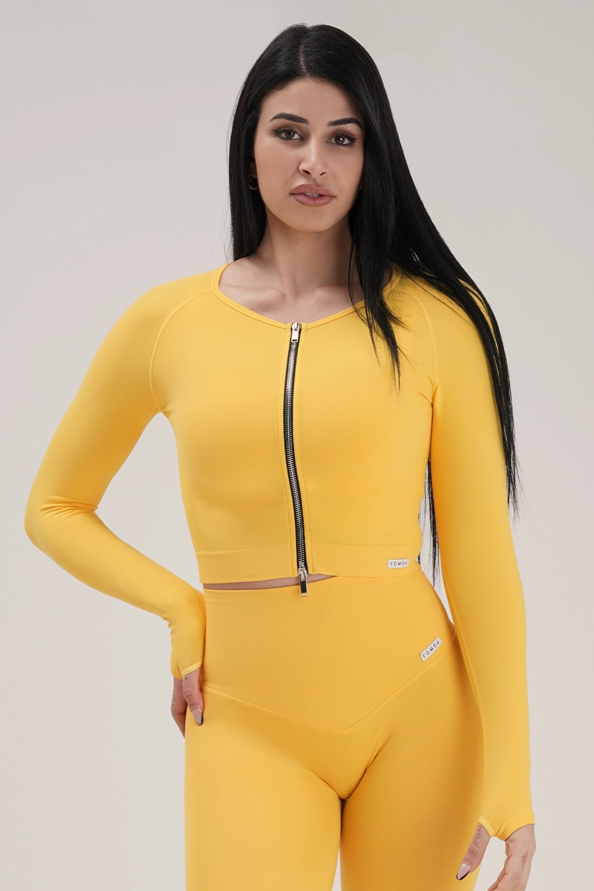 Women's Yoga Tops with Breathable Material -Bolero Full Zip Giallo Lemon