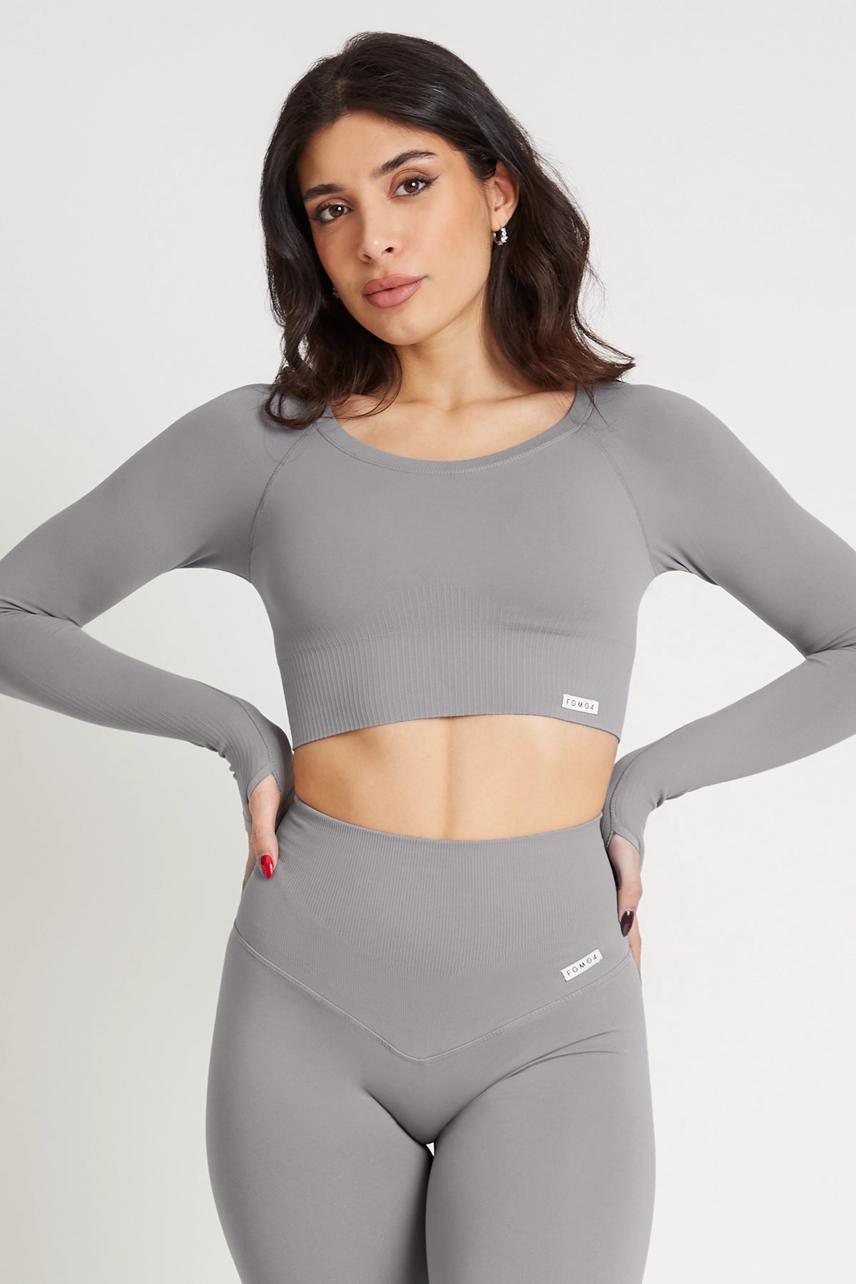 Long Sleeve Yoga Tops for Cold Weather -Bolero Nikita Gym Fashion Grigio Silver