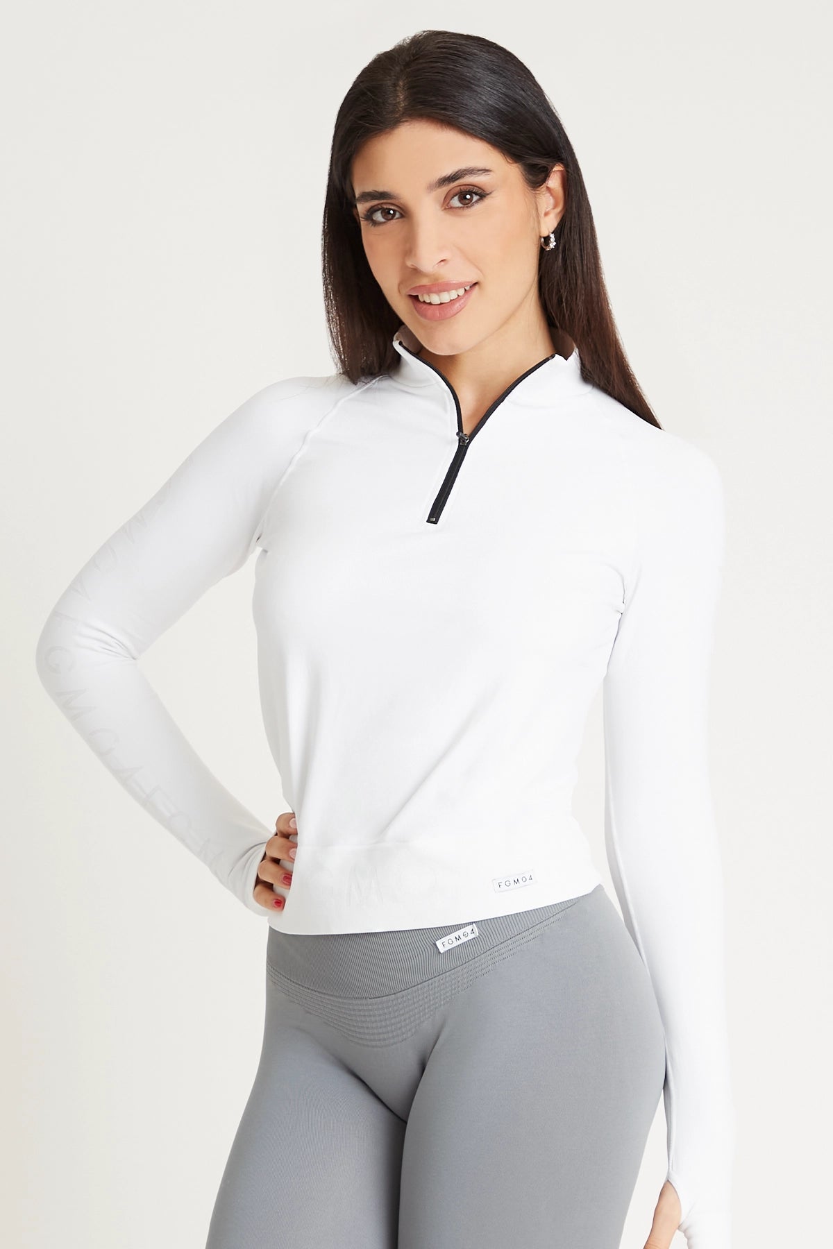Plus Size Yoga Tops -Bolero Zip Bianco