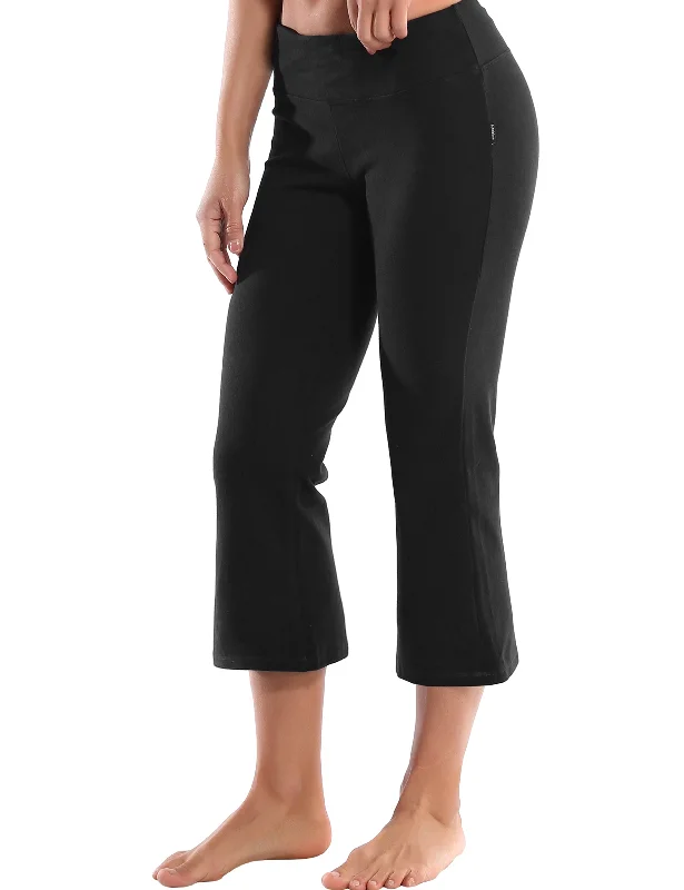 Soft Yoga Pants with Supportive Waist -BUBBLELIME 90C/10S Bootcut Sweat Pants 21" inseam
