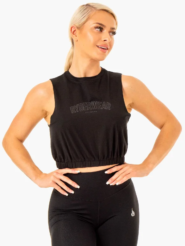 Yoga Tops with Relaxed Fit for Movement -Boxer Muscle Tank - Black