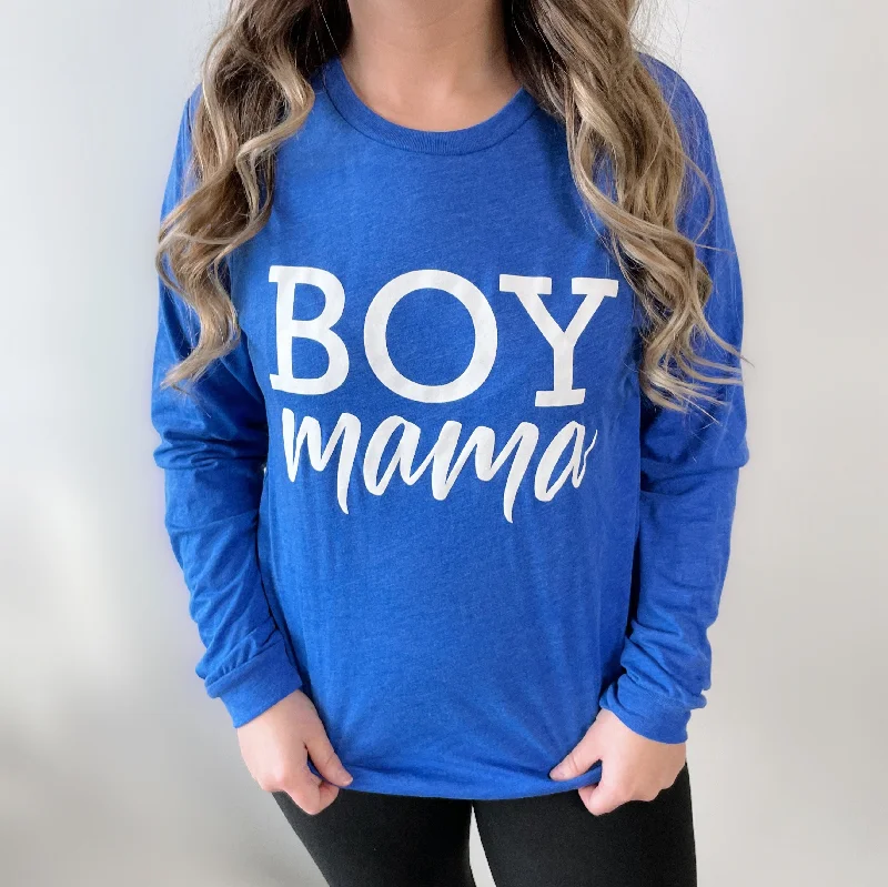 Loose Fit Yoga Tops for Easy Movement -Boy Mama • Royal Long Sleeve