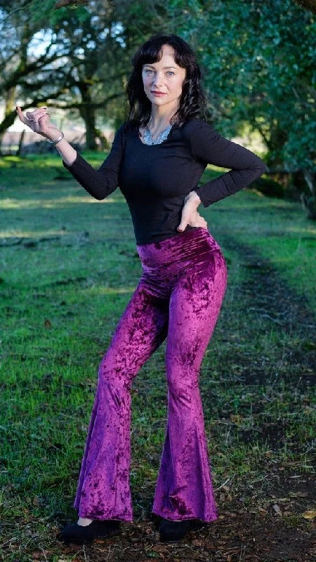Yoga Pants for Yoga and Fitness -Boysenberry Velvet Slim Bells