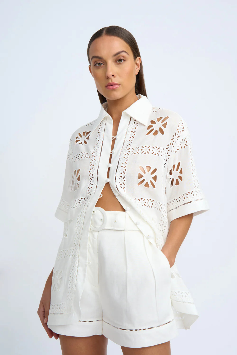 Yoga Shorts for Maximum Comfort -BREA BELT SHORT - IVORY