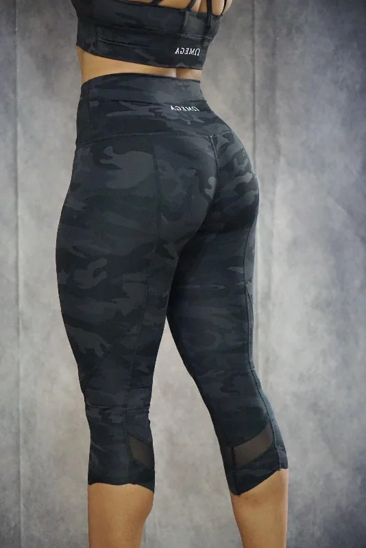 Yoga Pants for Active Training -Breathless Camo Capri Leggings