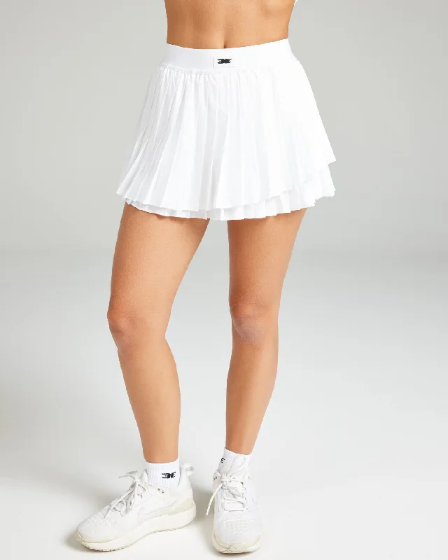 High-Waisted Yoga Pants for Full Comfort -Breeze Tennis Skirt - White