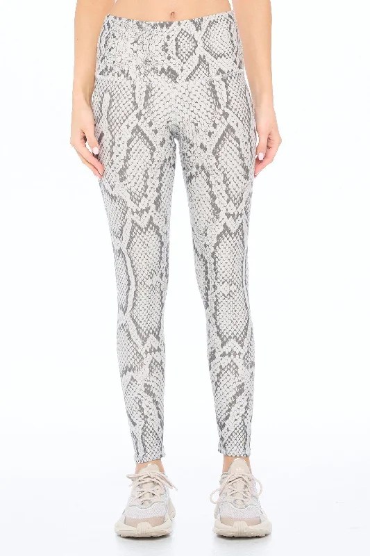 Yoga Pants for Better Posture -Brianna - Glacier Grey Snake Skin Full-Length (High-Waist) Yoga Pants for Better Posture -Brianna - Glacier Grey Snake Skin Full-Length (High-Waist)
