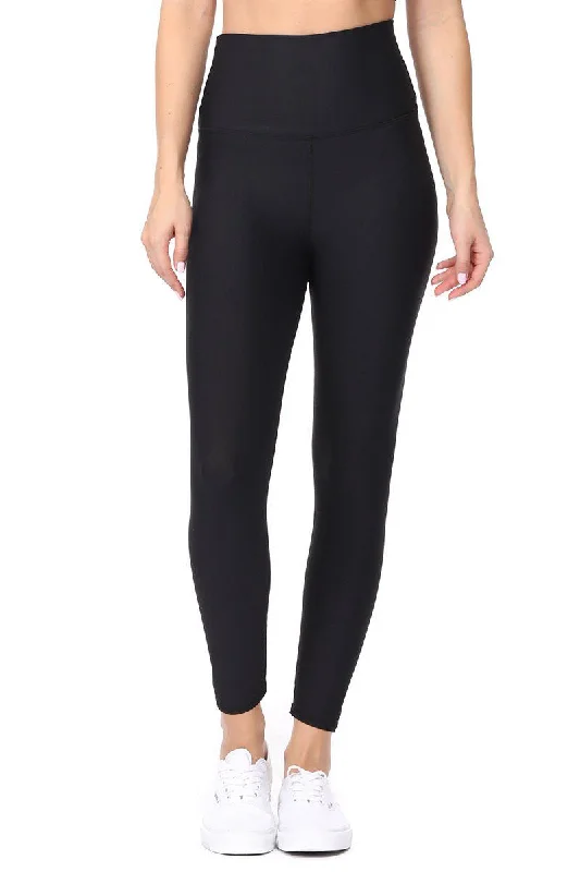Yoga Pants for Warm-Up and Cool Down -Brianna - Solid Black - Compression  Full-Length Legging (High-Waist)