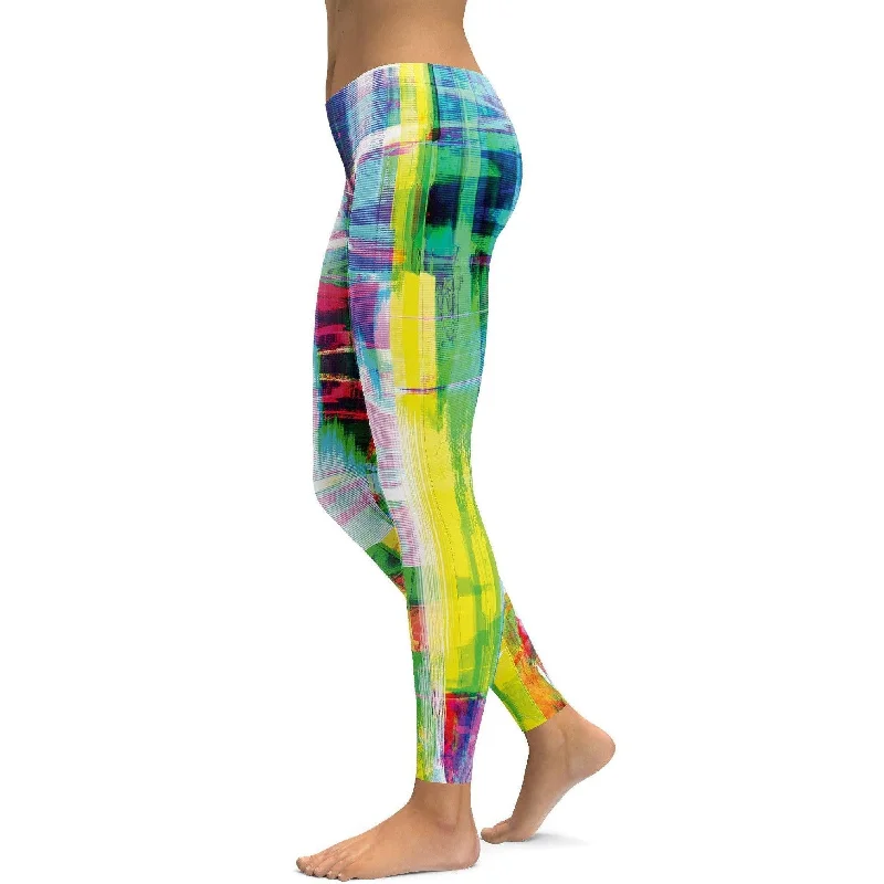 Comfortable Compression Yoga Pants for Women -Bright Neon Rave Leggings