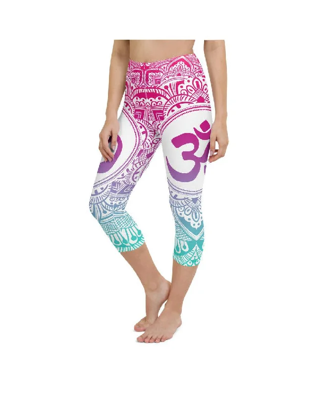 Flexible Yoga Pants for Active Women -Bright OM Yoga Capris