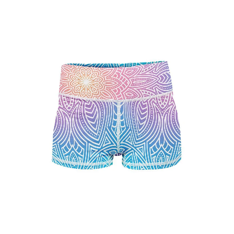 Yoga Shorts for Flexibility -Bright Vibes Mandala Yoga Shorts