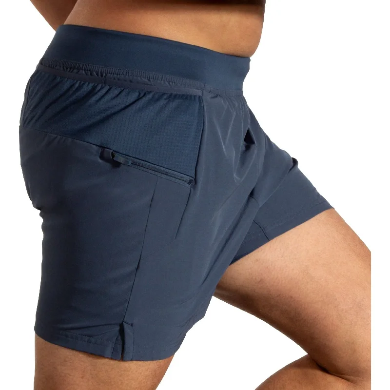 Soft Yoga Shorts for Flexibility and Comfort -Brooks Sherpa 2 In 1 Mens Running Shorts - Blue Soft Yoga Shorts for Flexibility and Comfort -Brooks Sherpa 2 In 1 Mens Running Shorts - Blue