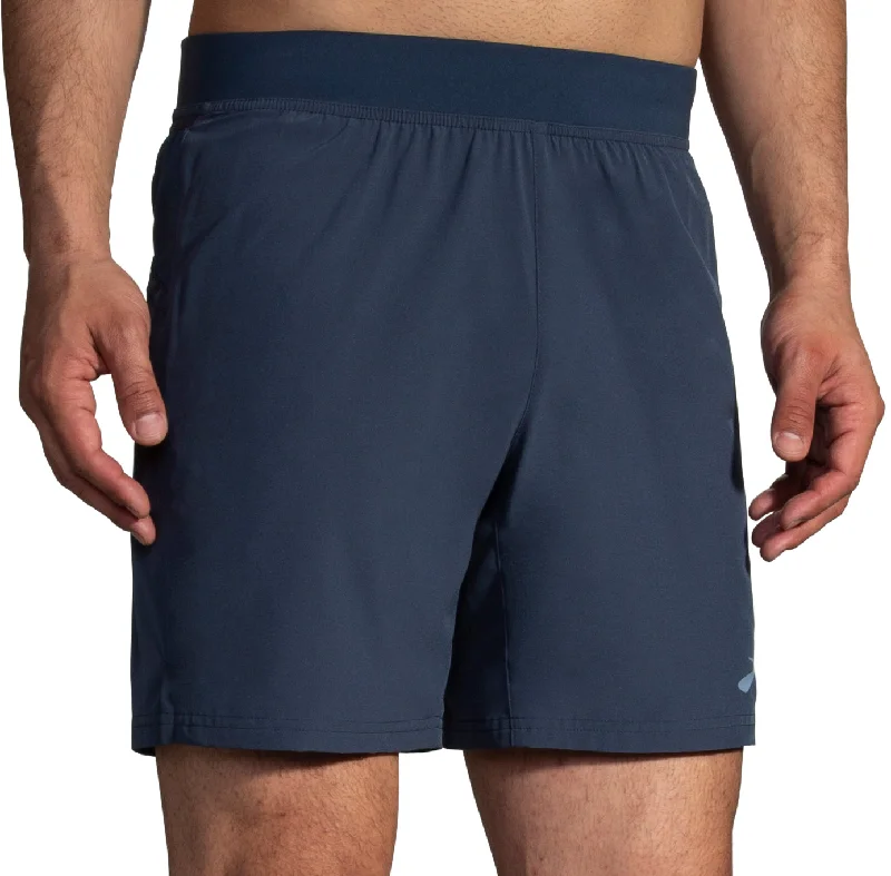 Yoga Shorts for Stretching and Recovery -Brooks Sherpa 7 Inch Mens 2 In 1 Running Shorts - Blue Yoga Shorts for Stretching and Recovery -Brooks Sherpa 7 Inch Mens 2 In 1 Running Shorts - Blue