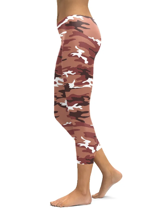 Yoga Pants for Hot Yoga -Brown Camo Capris