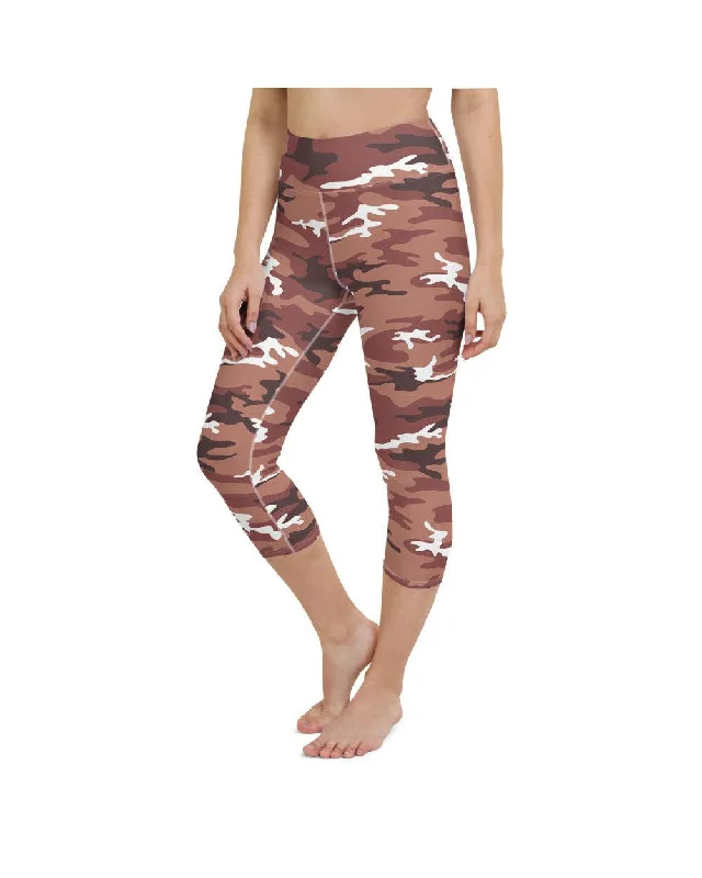 Fitted Yoga Pants for Women -Brown Camo Yoga Capris