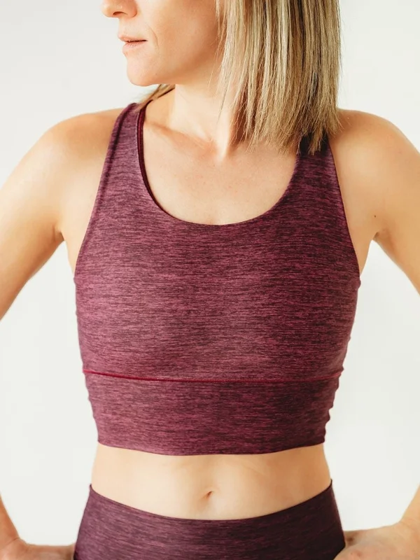 Best High-Waisted Yoga Pants for Comfort -Burgundy Native Longline Sports Bra