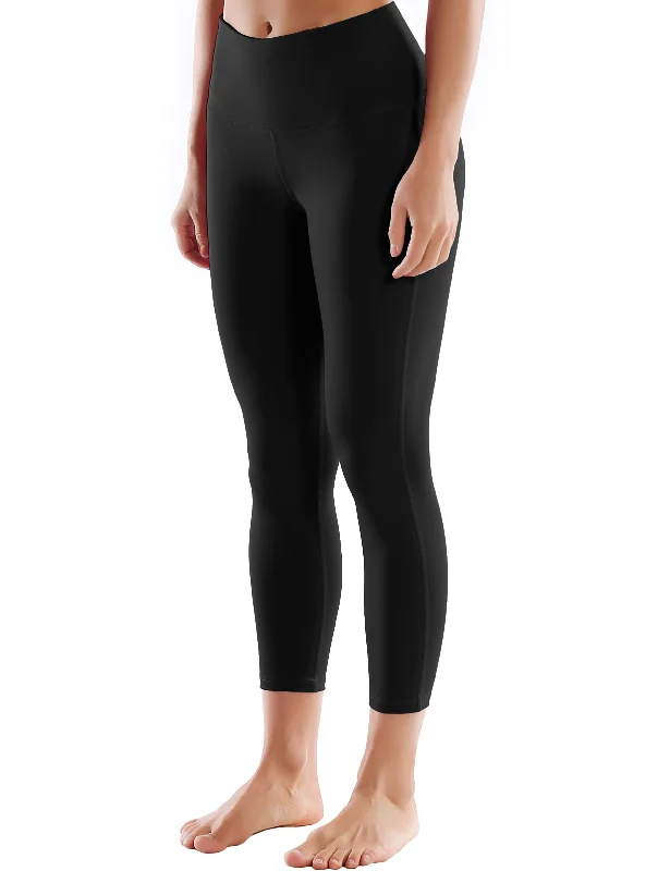 Breathable Yoga Pants for Performance -22" High Waist Side Line Capris black