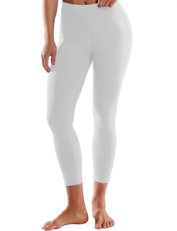 Yoga Pants for Stretching and Poses -22" High Waist Side Line Capris lightgray