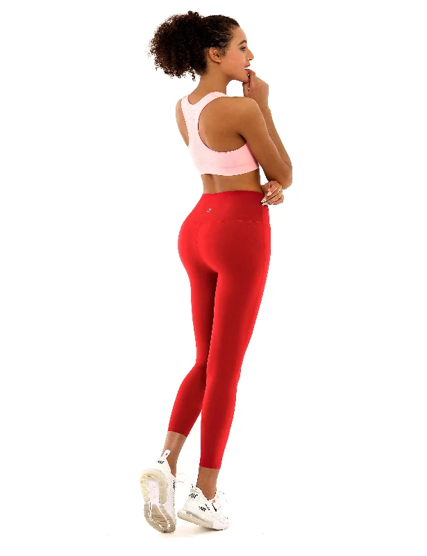 Best Performance Yoga Pants -22" High Waist Side Line Capris scarlet
