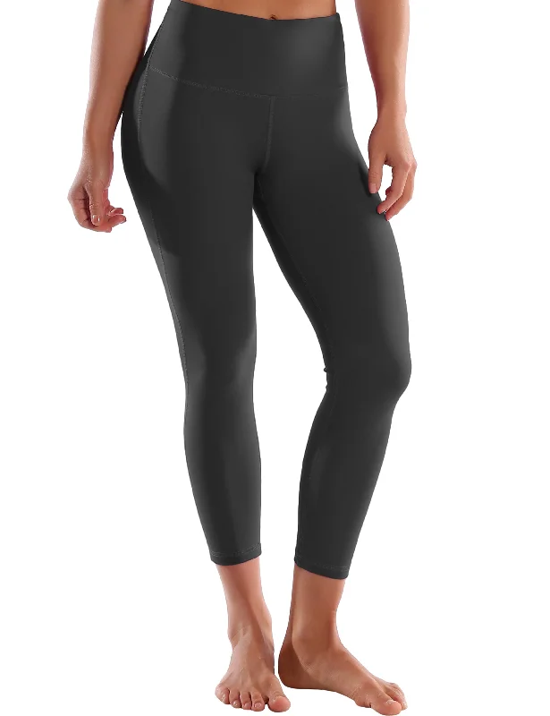 Comfortable, Stylish Yoga Pants -22" High Waist Side Line Capris shadowcharcoal